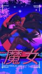 Mobile vaporwave Bayonetta wallpaper