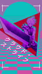 Mobile vaporwave Cloud Strife wallpaper