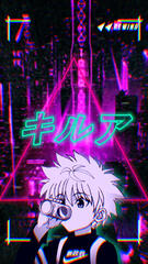 Mobile vaporwave Killua wallpaper